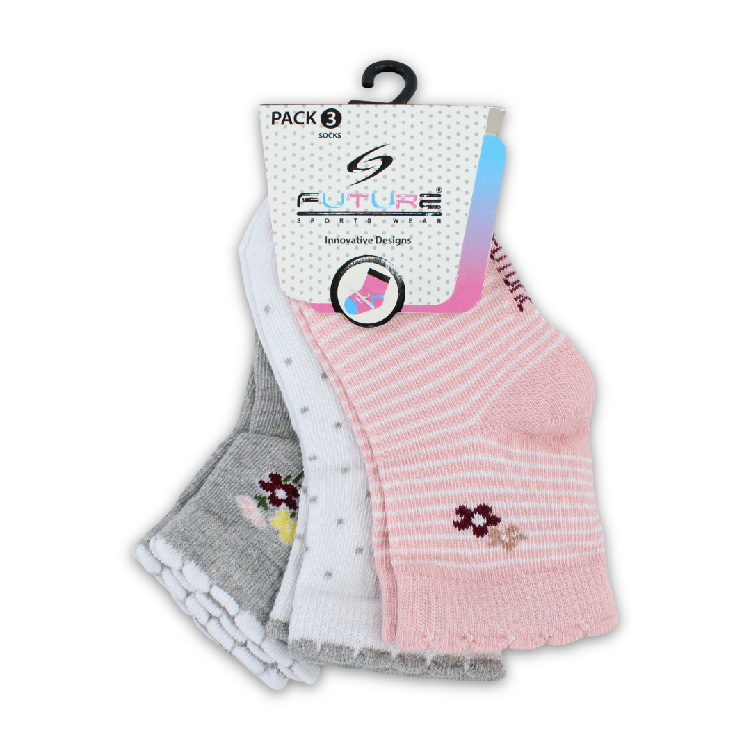 Future Fit Baby Girls Cotton Socks – Pack Of 3