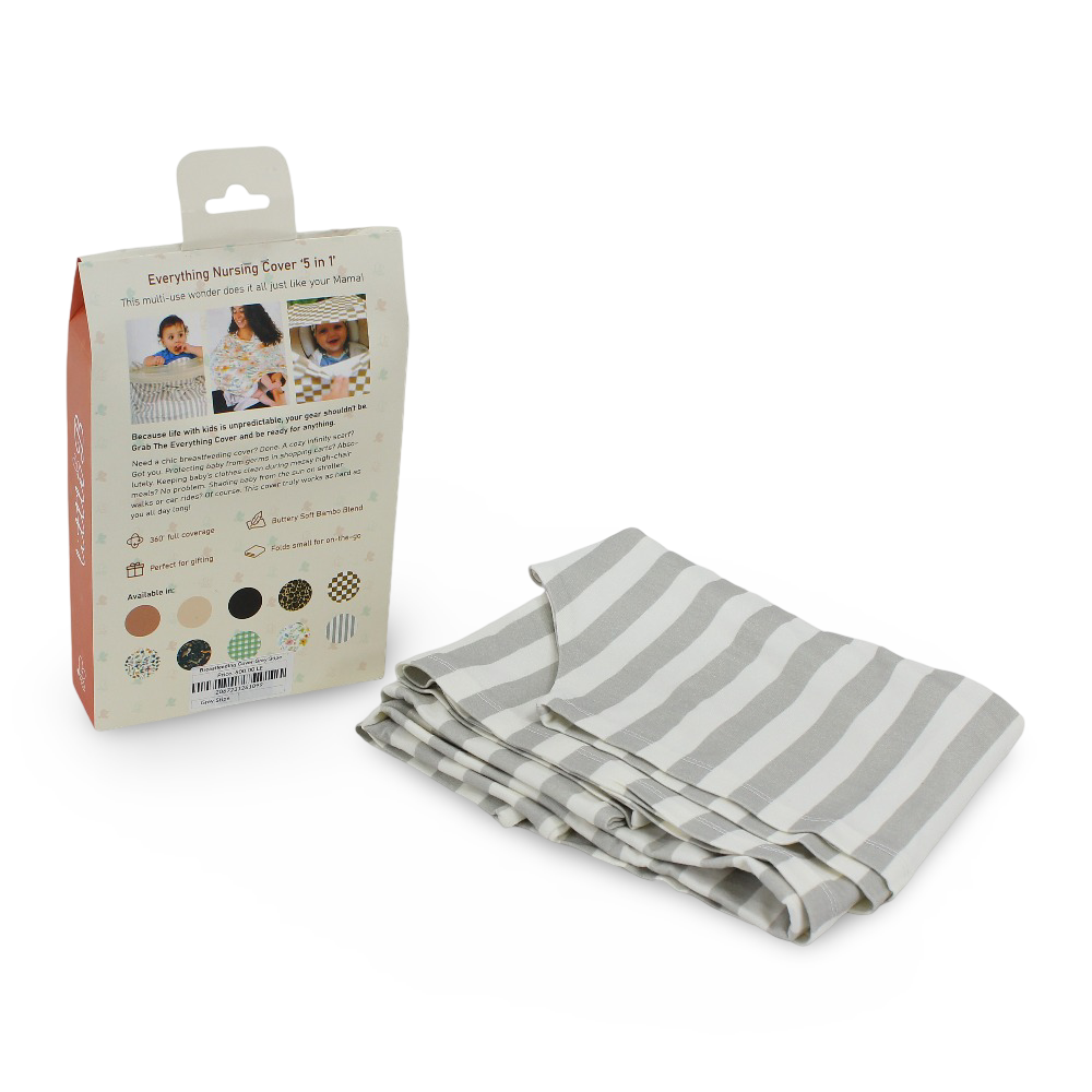 Little B 5-in-1 Everything Breastfeeding Cover - Grey with Stripes