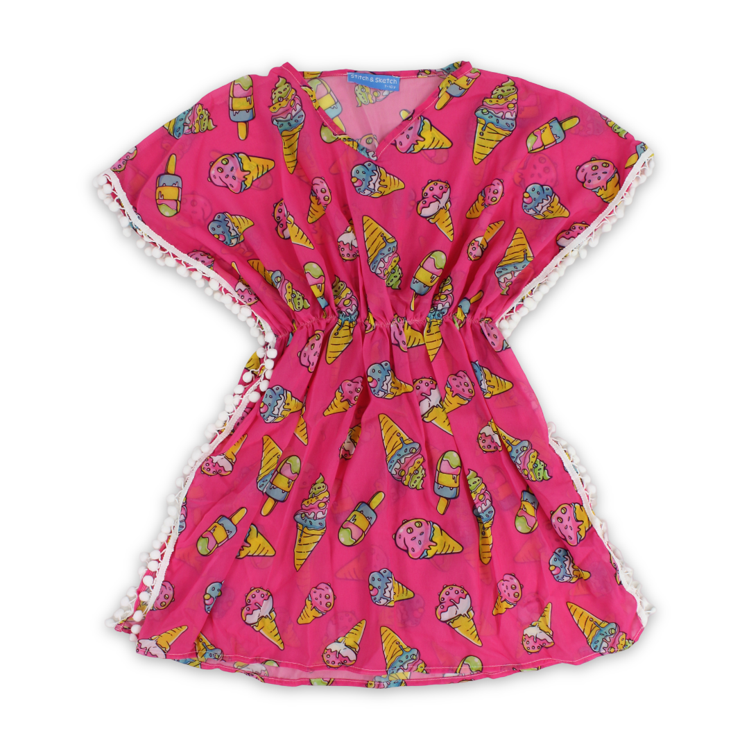 Girls Chiffon Cash Mayo – Fuchsia with Ice Cream Print - Clothing - Stitch and Sketch