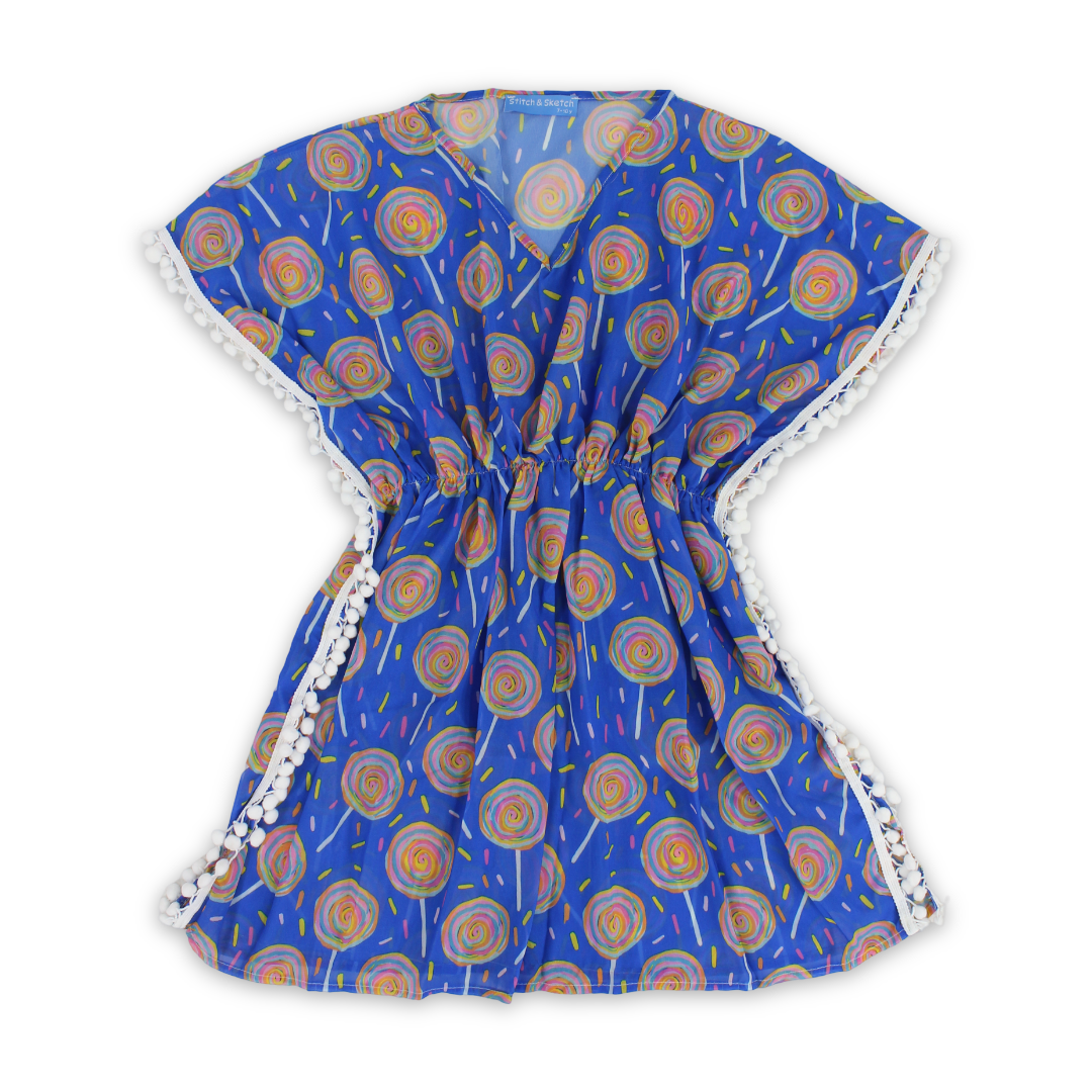 Girls Chiffon Cash Mayo – Blue with Lollipops Print - Clothing - Stitch and Sketch