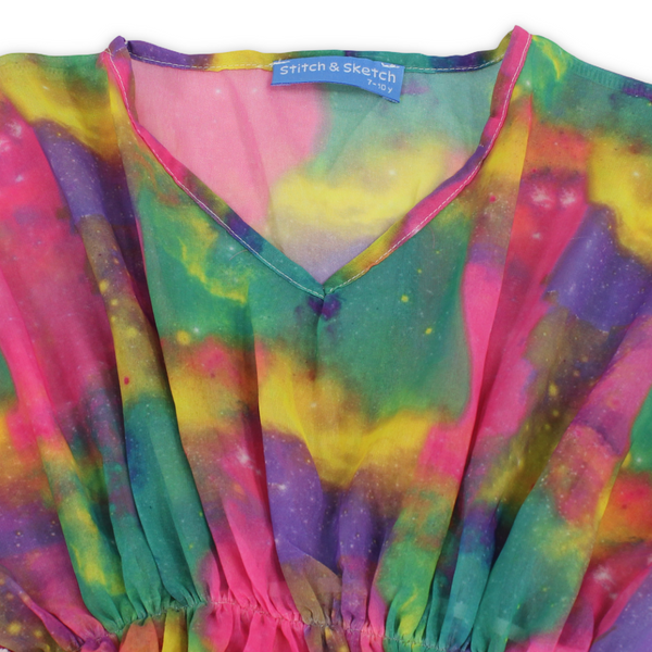 Girls Chiffon Cash Mayo – Multicolor with Tie-Dye Print