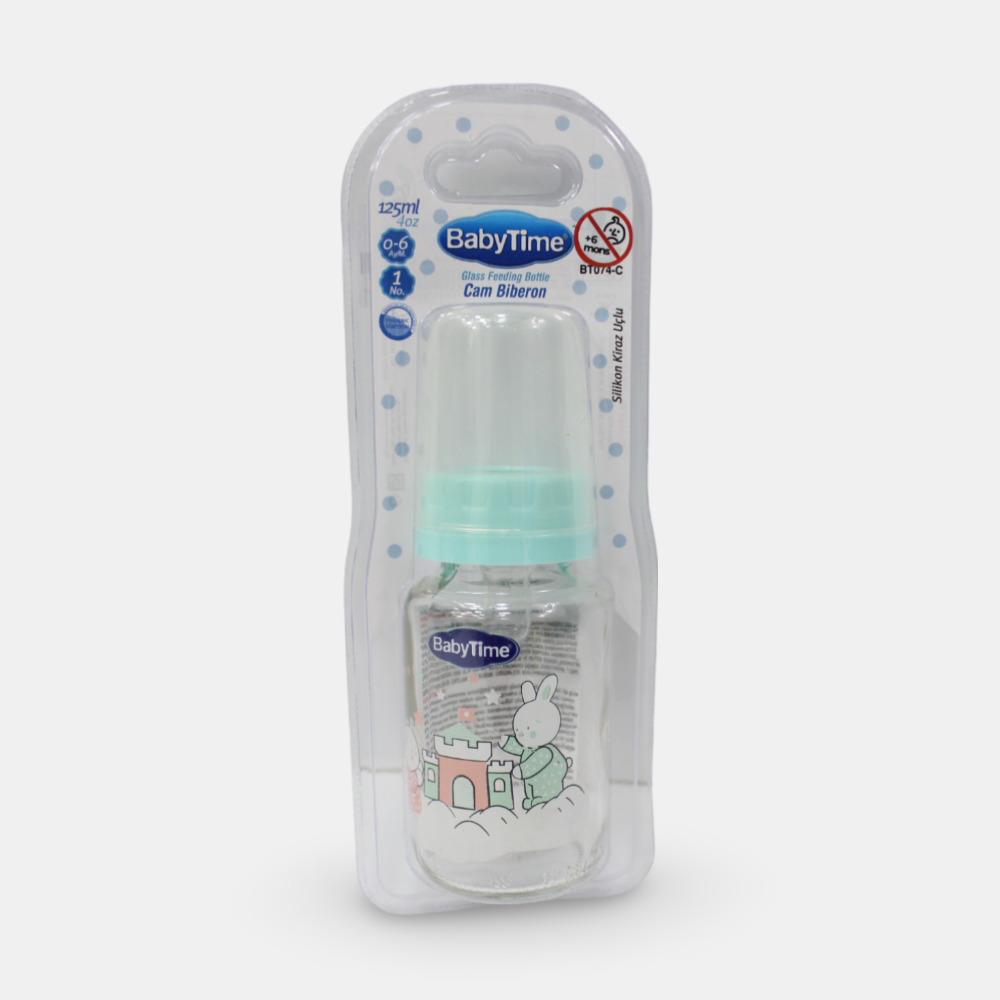 Baby Time Baby Glass Feeding Bottle – 125ml
