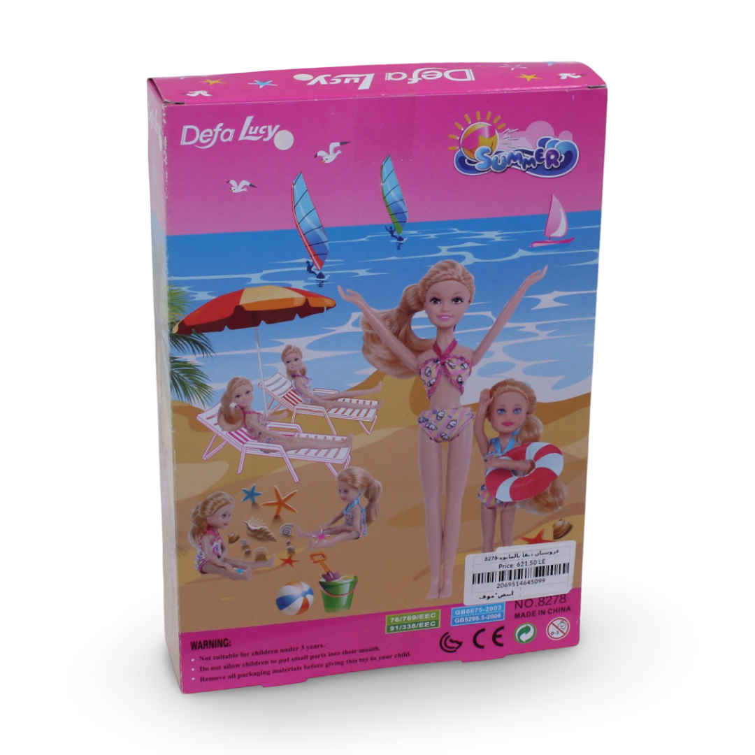 Defa Doll Swimwear Set – White & Purple