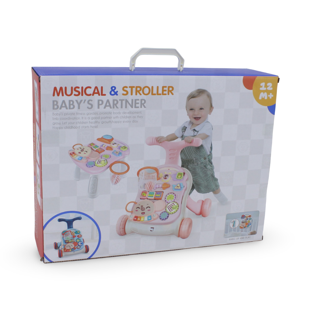 2-in-1 Musical Baby Stroller and Activity Table – Blue – Ourkids