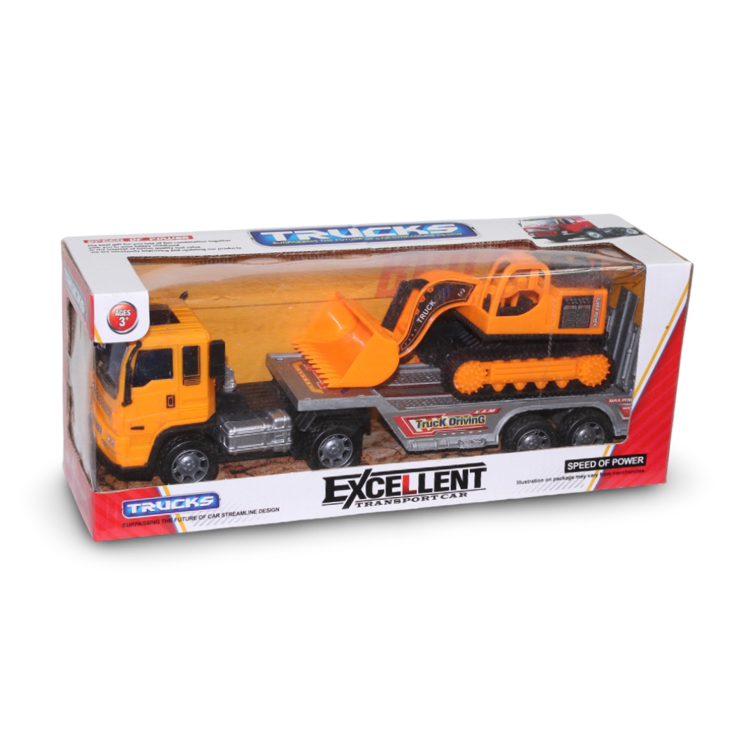Truck with Excavator Loader Toy – Orange