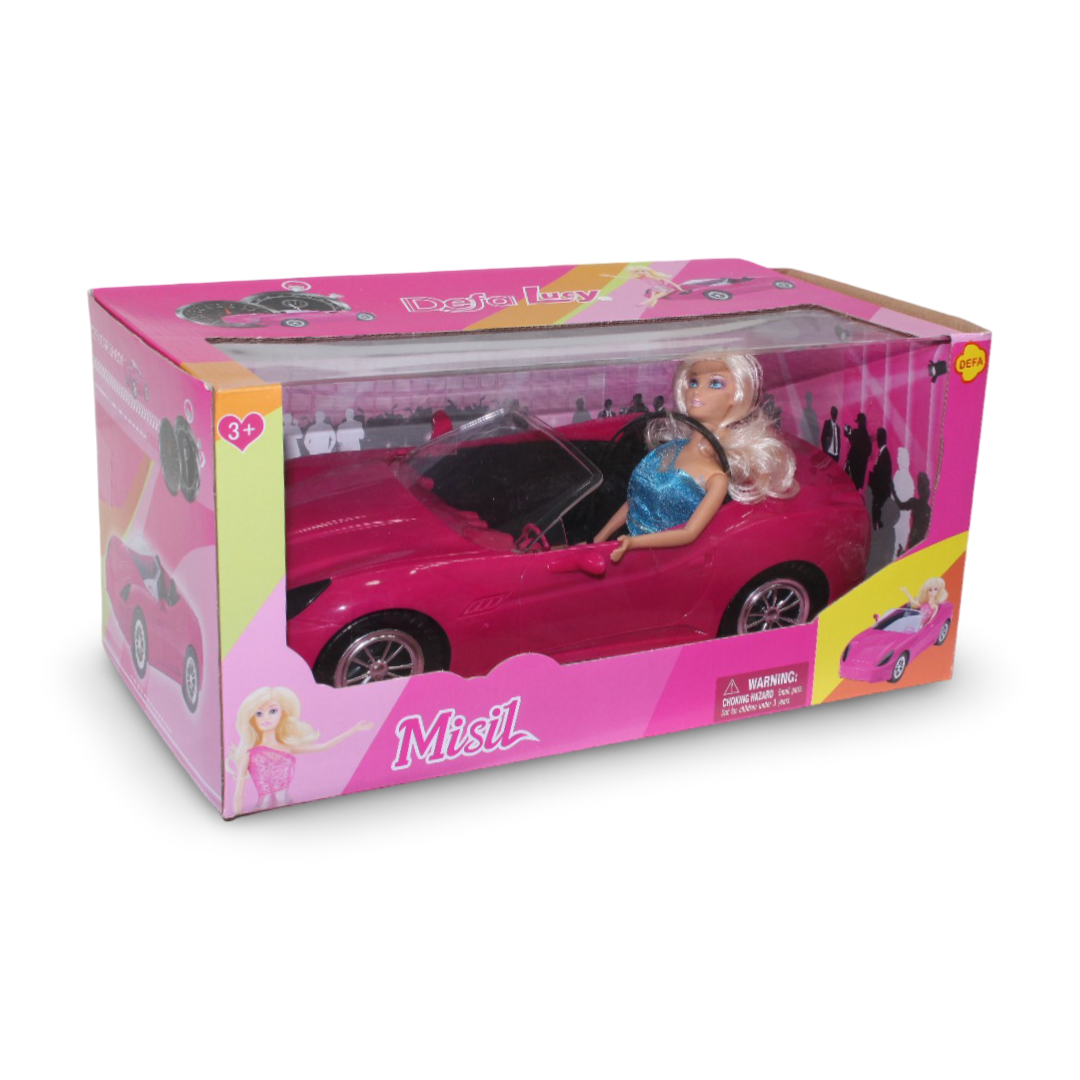Defa Lucy “Misil” Doll with Convertible Car – Pink