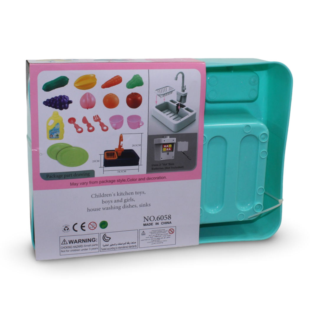 Kitchen Sink Play Set with Electric Water Circulation – Aqua