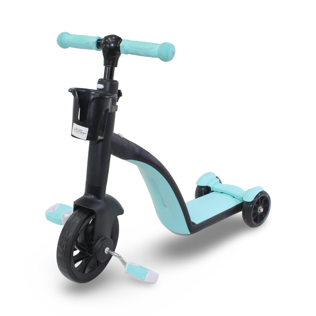3-in-1 Kids Scooter and Tricycle – Aqua & Black