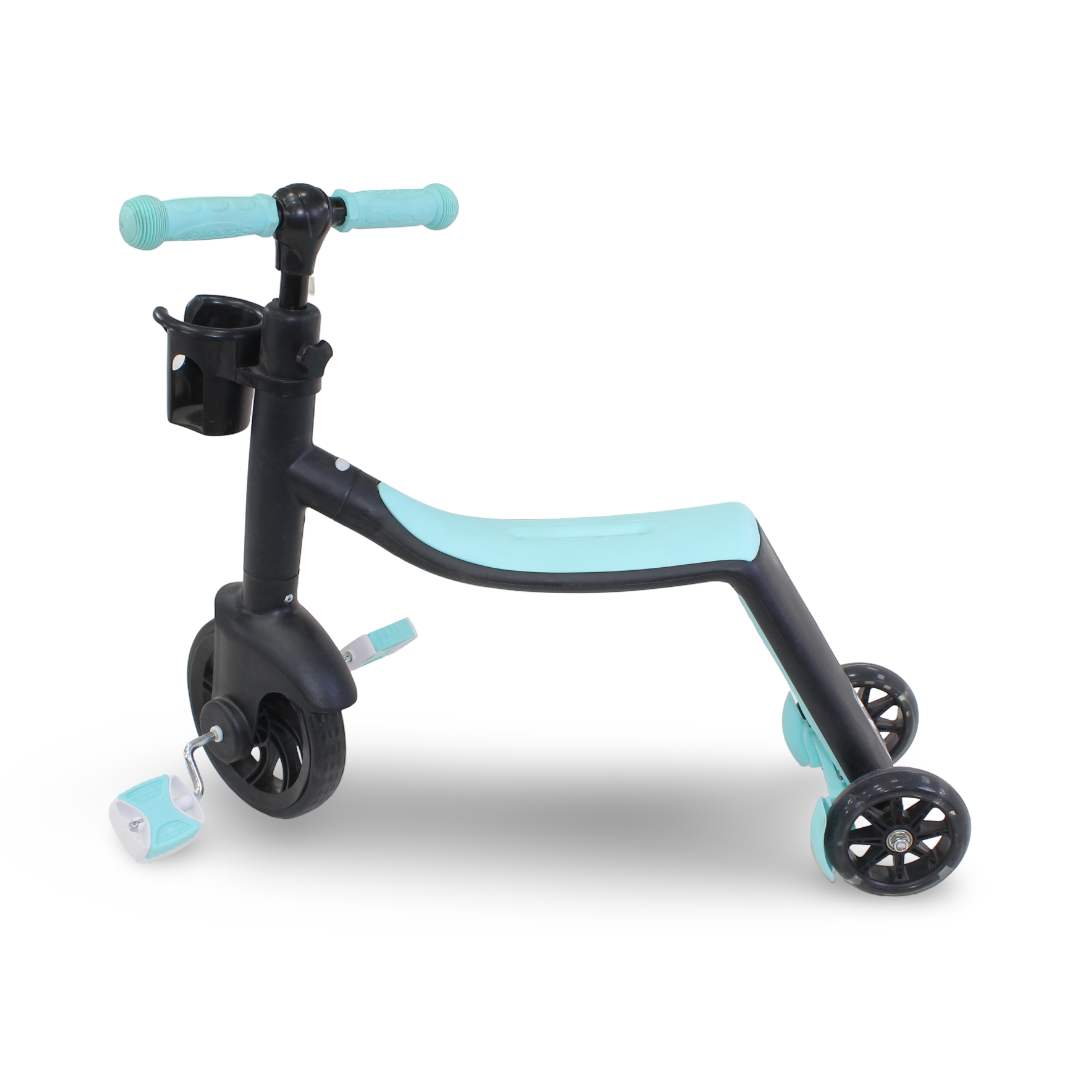 3-in-1 Kids Scooter and Tricycle – Aqua & Black