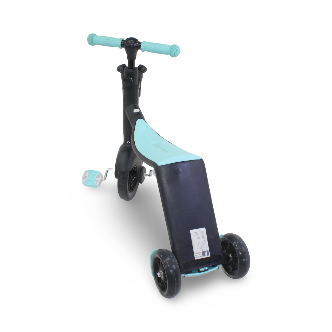 3-in-1 Kids Scooter and Tricycle – Aqua & Black