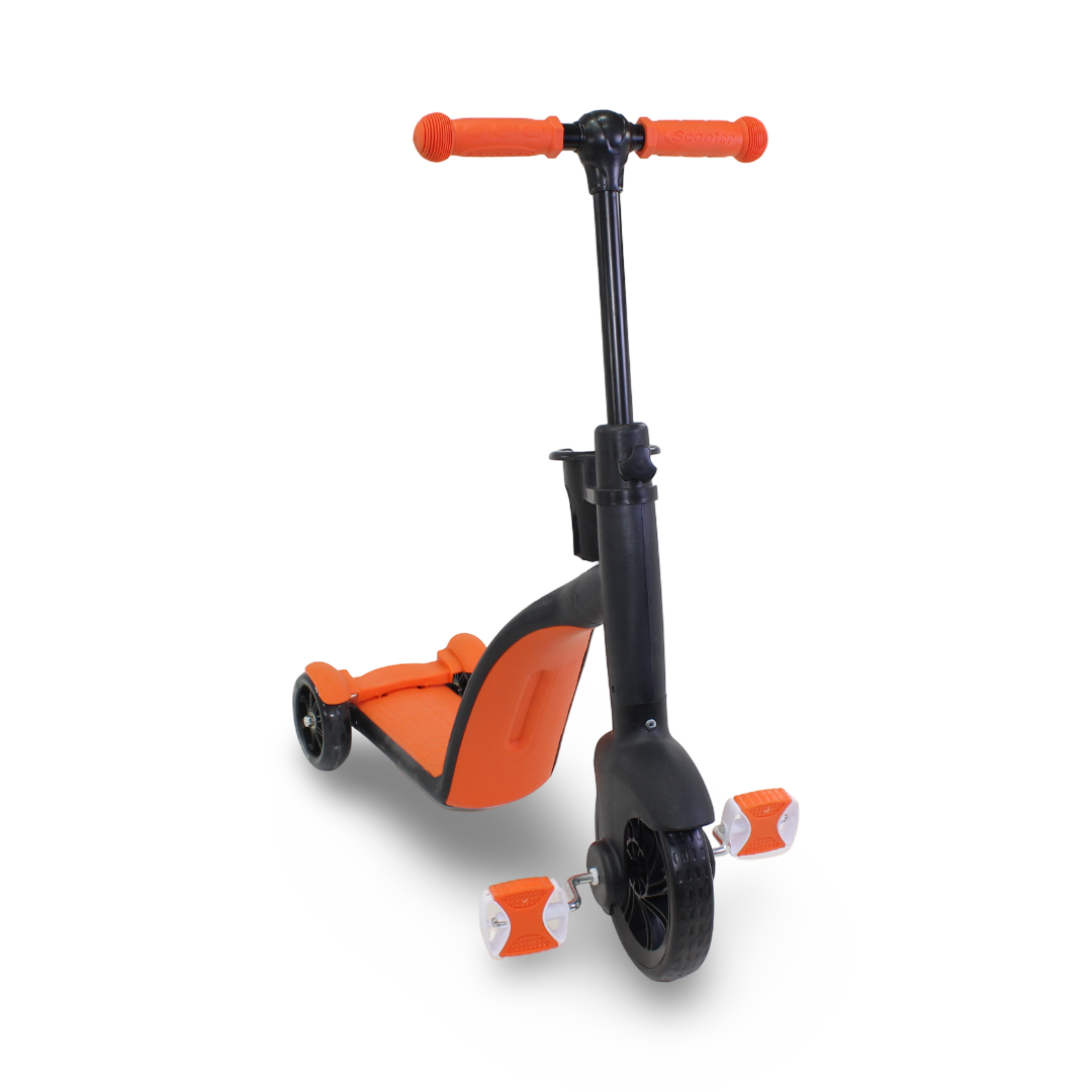 3-in-1 Kids Scooter and Tricycle – Orange & Black