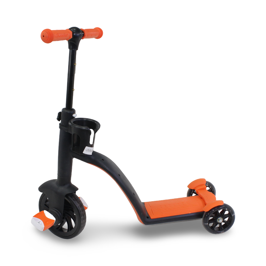 3-in-1 Kids Scooter and Tricycle – Orange & Black