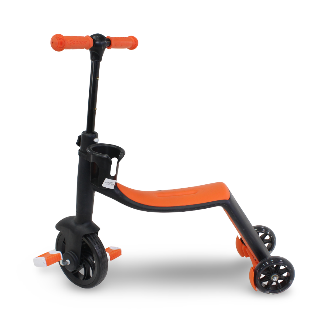 3-in-1 Kids Scooter and Tricycle – Orange & Black