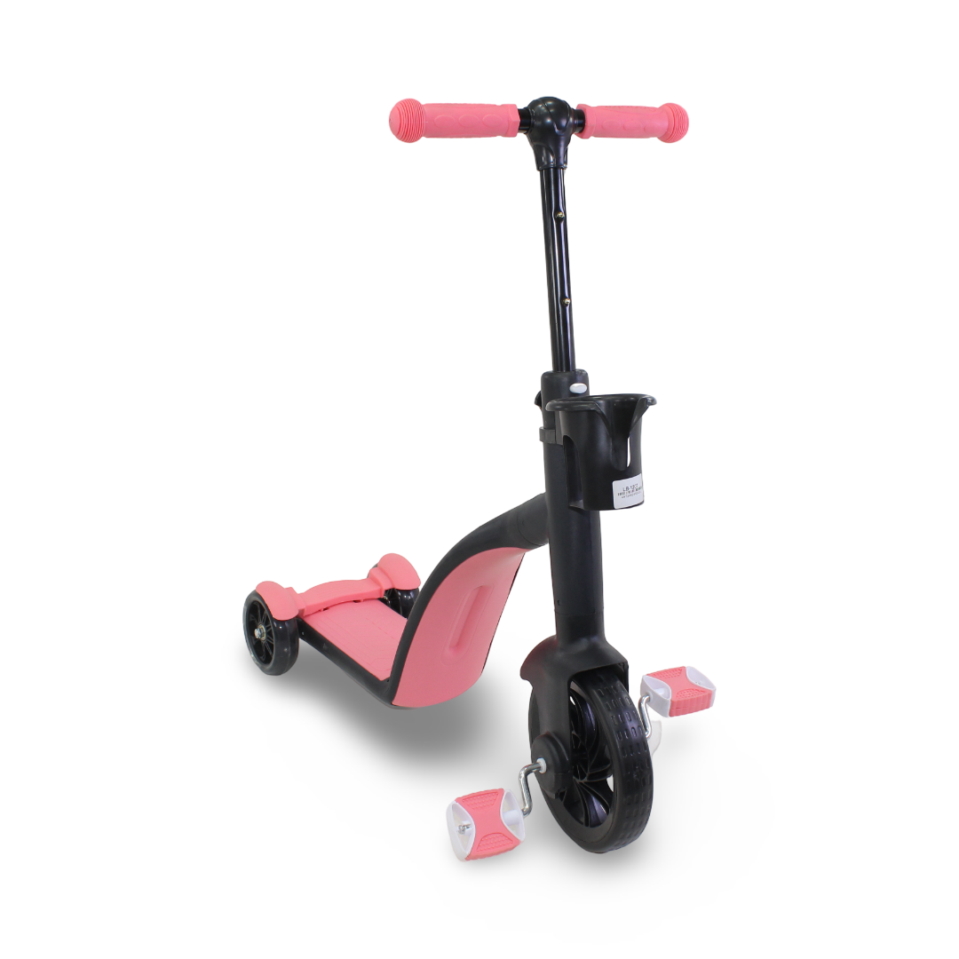 3-in-1 Kids Scooter and Tricycle – Pink & Black