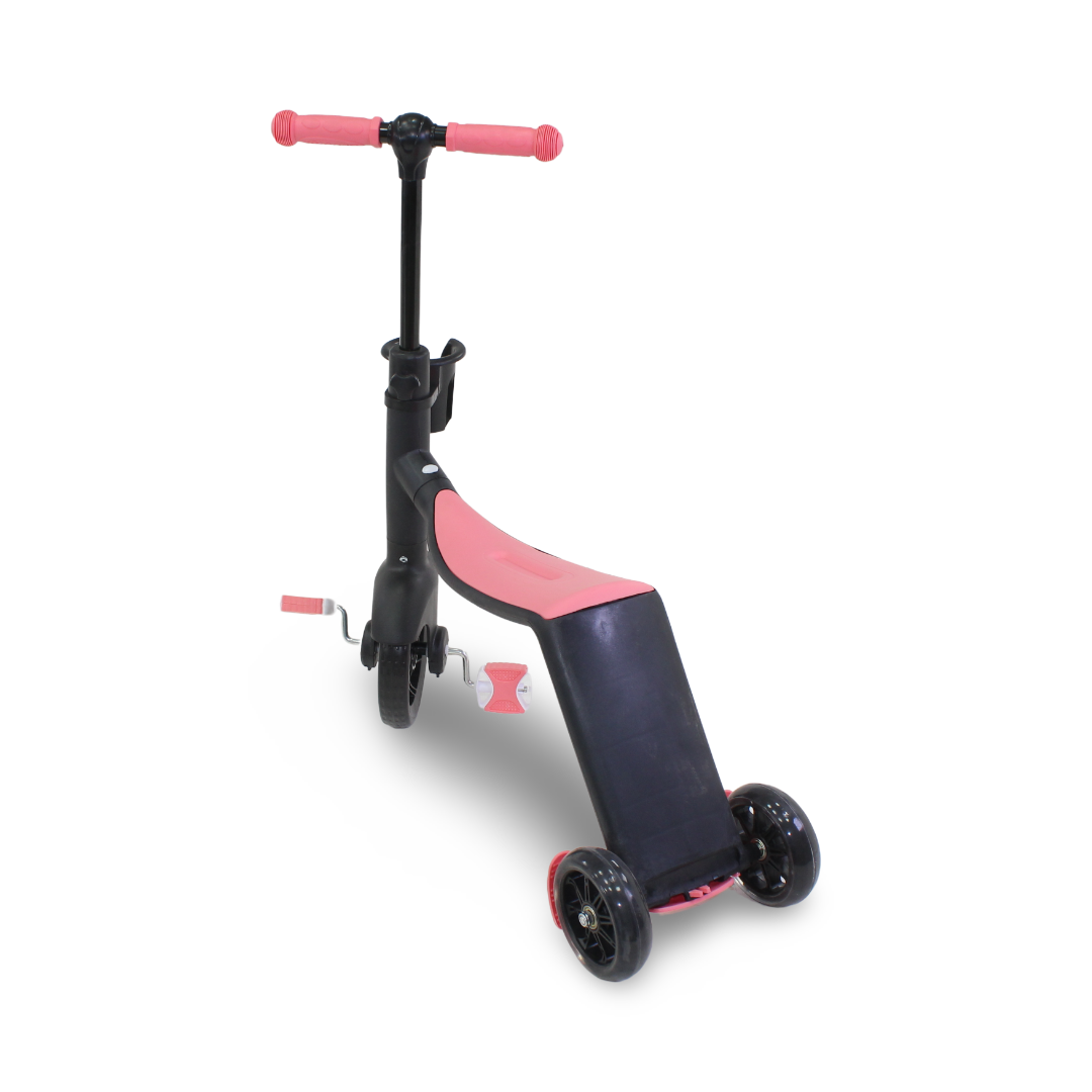 3-in-1 Kids Scooter and Tricycle – Pink & Black
