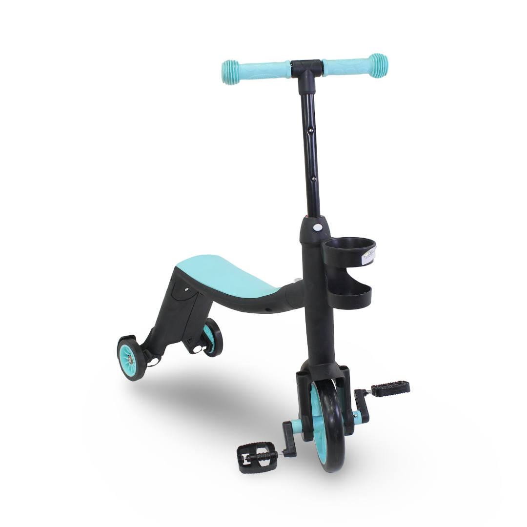 3-in-1 Kids Scooter and Tricycle – Aqua & Black