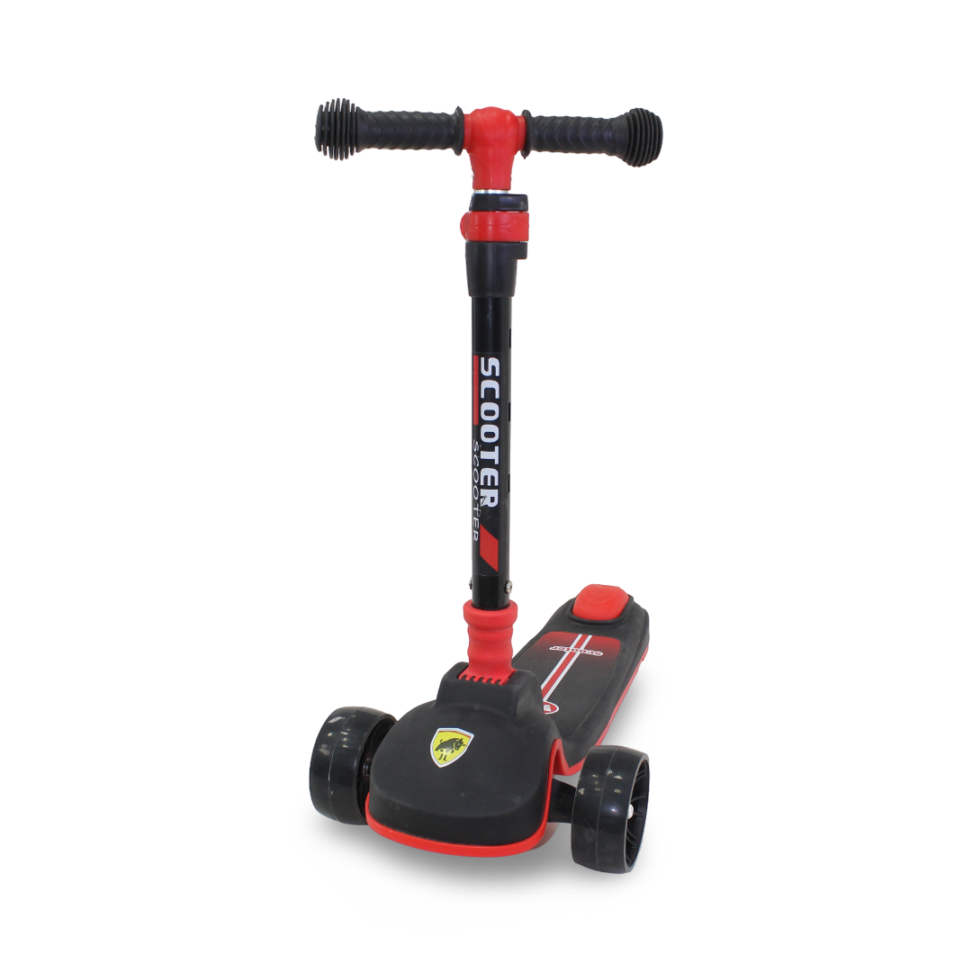 3-Wheels Kids Kick Scooter with LED Wheels – Red & Black