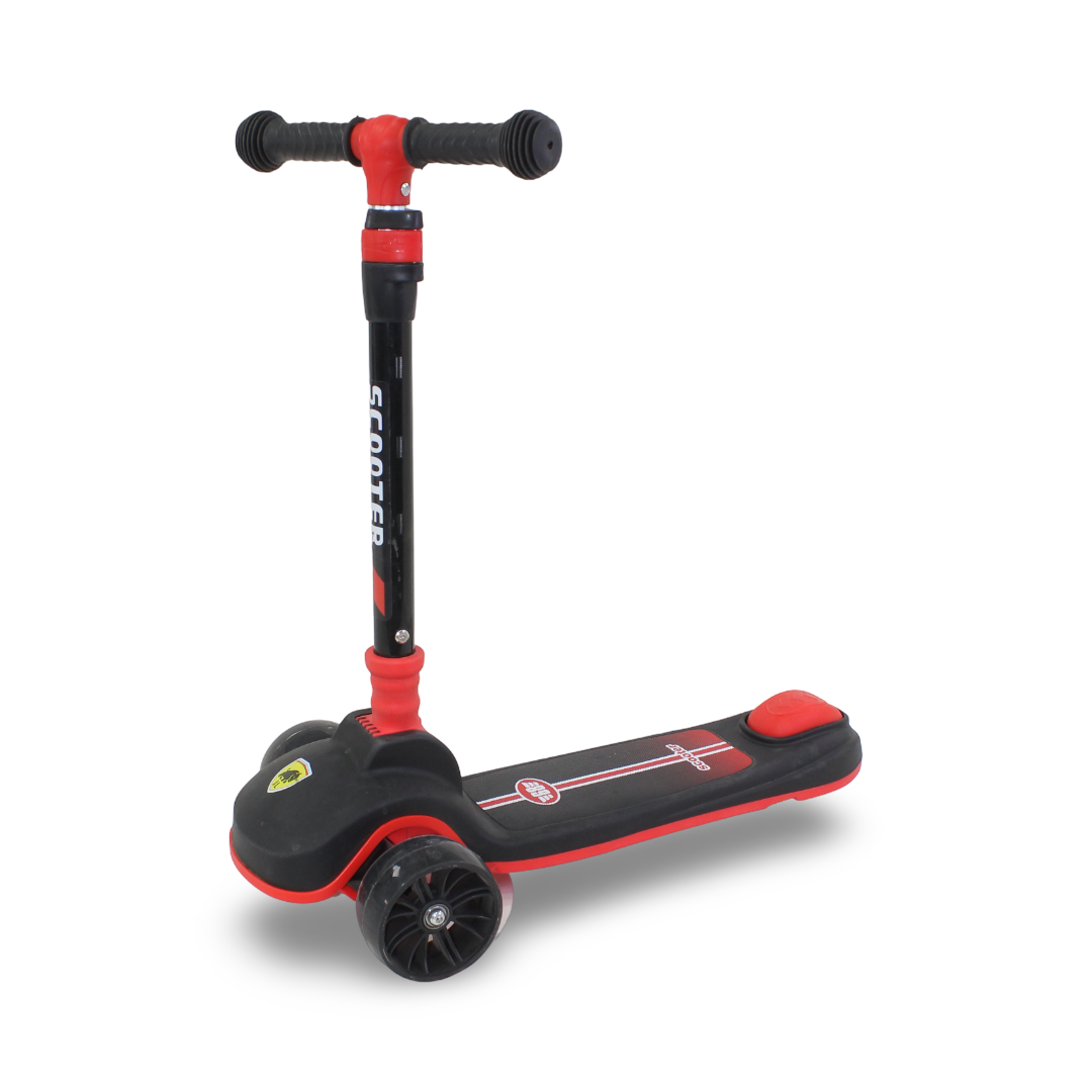 3-Wheels Kids Kick Scooter with LED Wheels – Red & Black