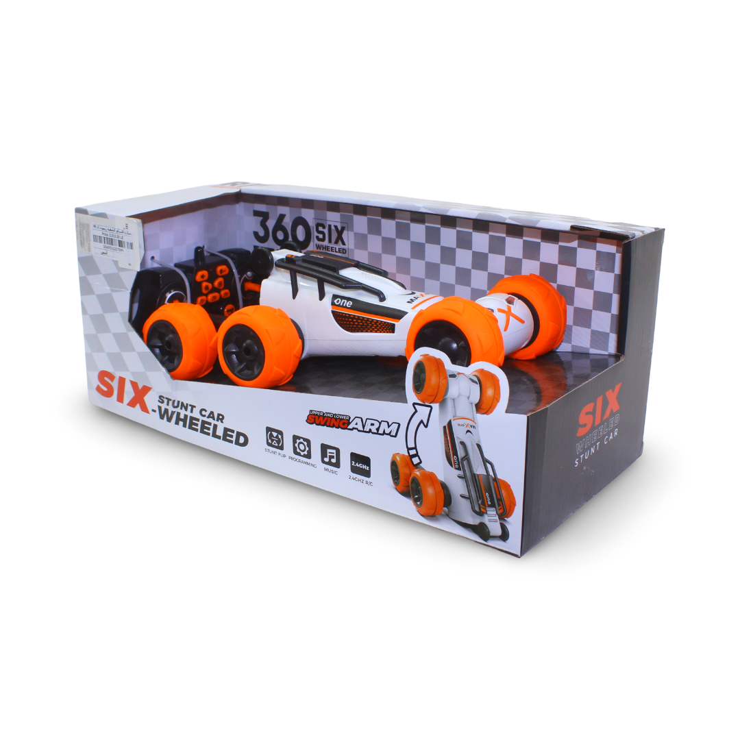 Six-Wheeled Stunt RC Car – White