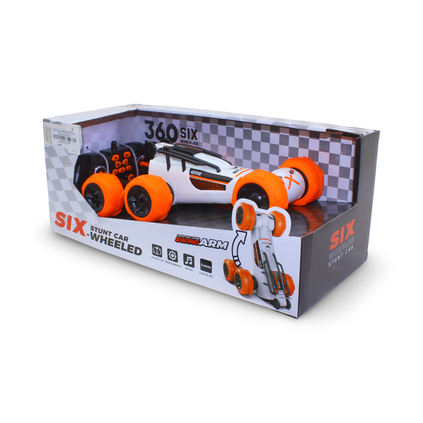Six-Wheeled Stunt RC Car – White