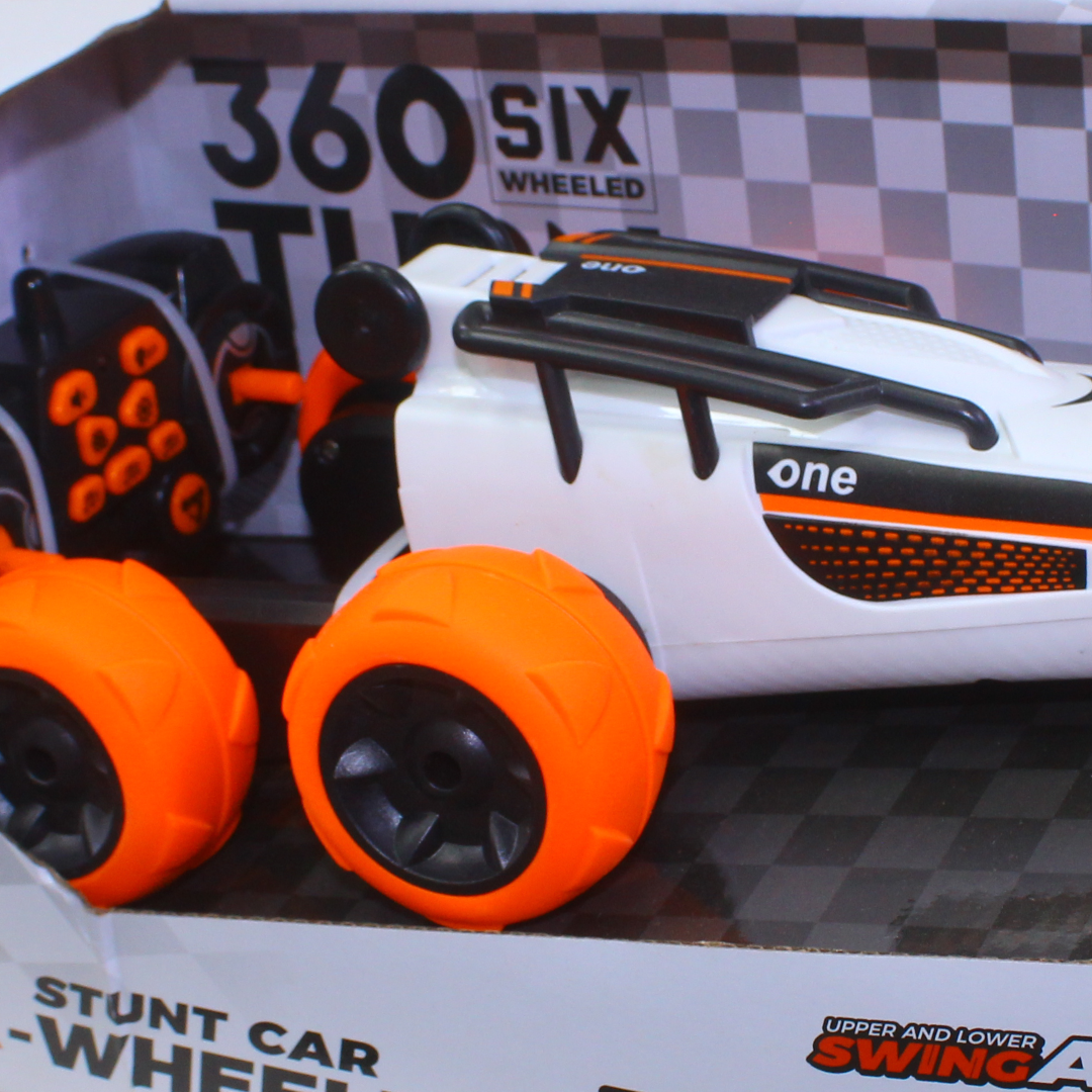 Six-Wheeled Stunt RC Car – White