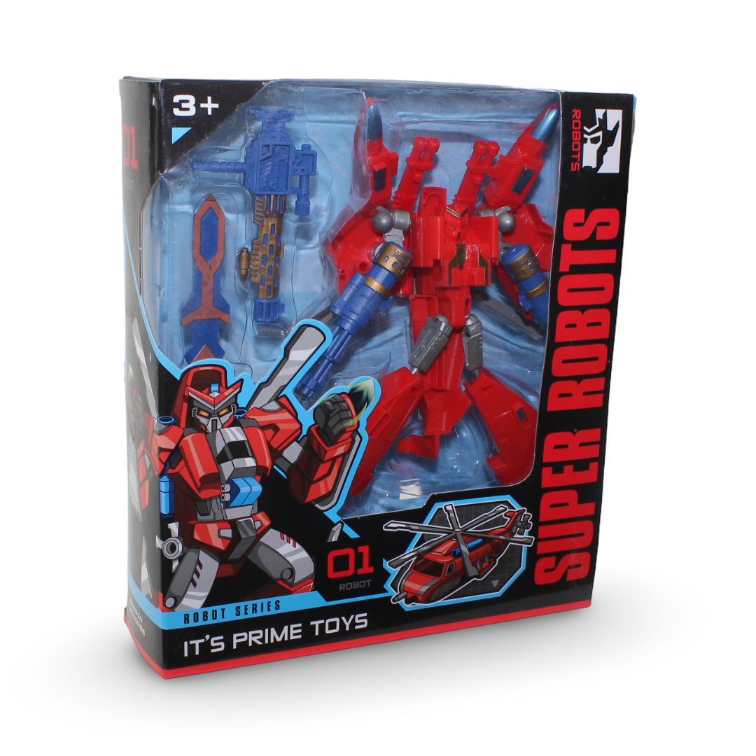 Super Robots Transforming Robot Toy – Red