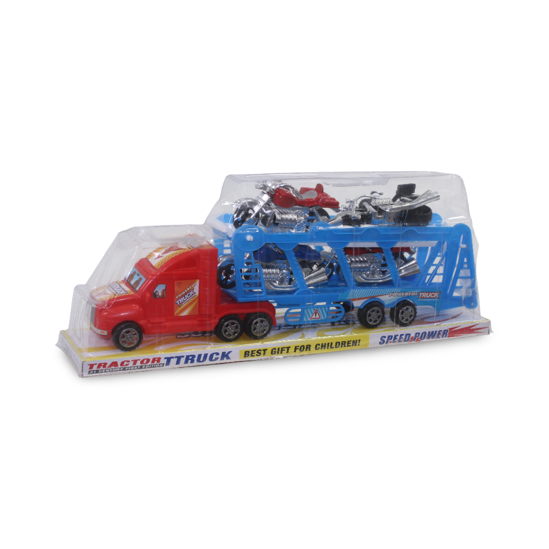 Friction Powered Motorcycle Transport Truck Toy – Red - Toys - OKO