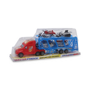 Friction Powered Motorcycle Transport Truck Toy – Red