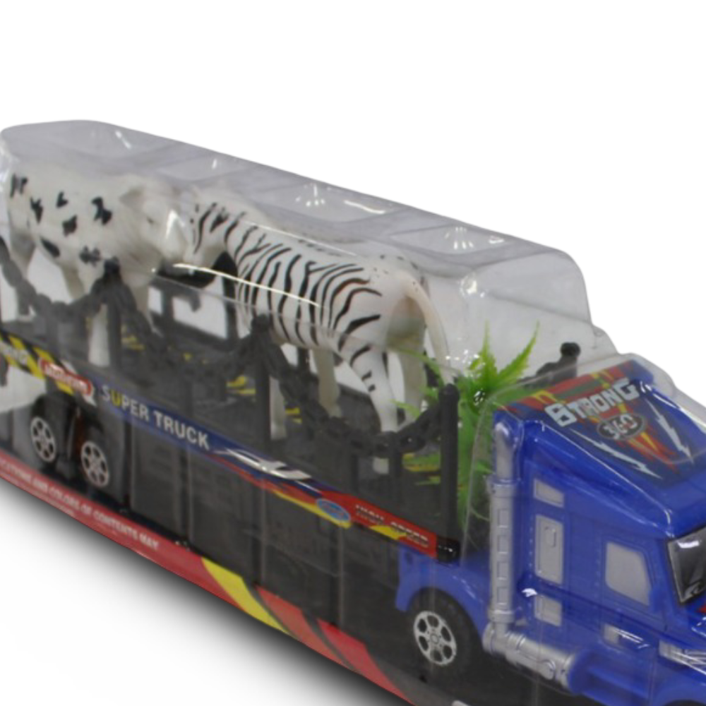 Friction Powered Animal Transport Truck Toy – Blue
