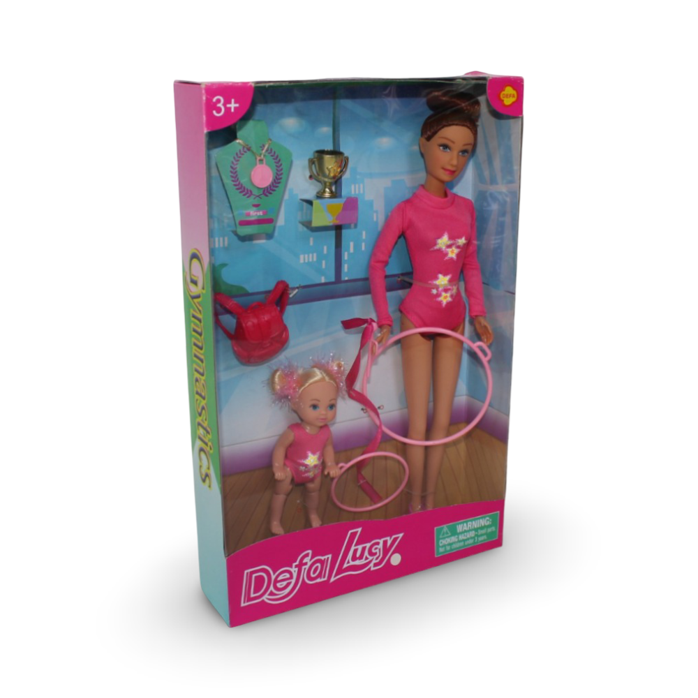 Defa Lucy Gymnast Doll Playset with Hula Hoop and Accessories – Pink - Toys