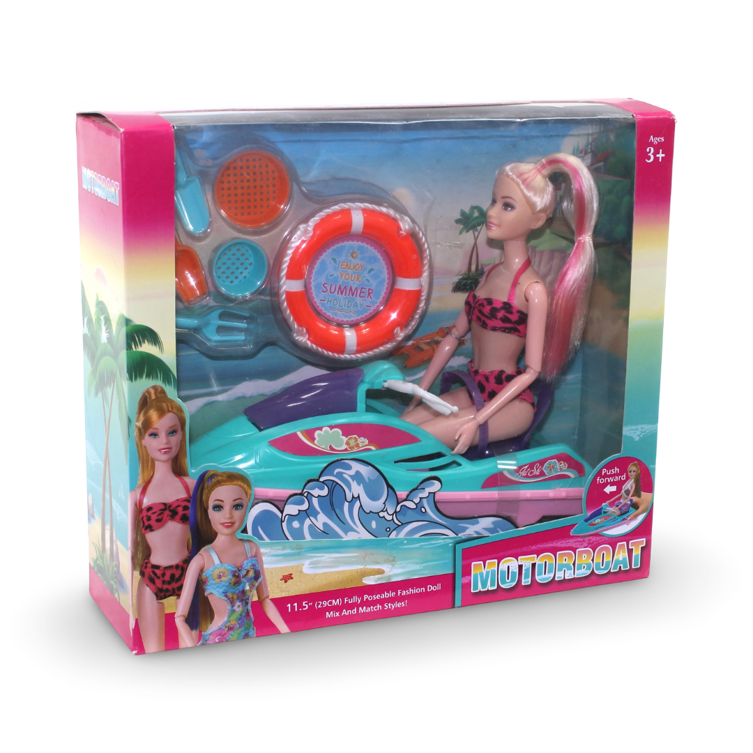 Fashion Doll with Beach Motorcycle – Turquoise