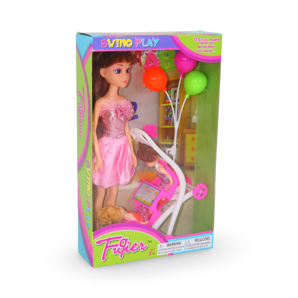 "Swing Play" Fashion Doll and Balloons Set
