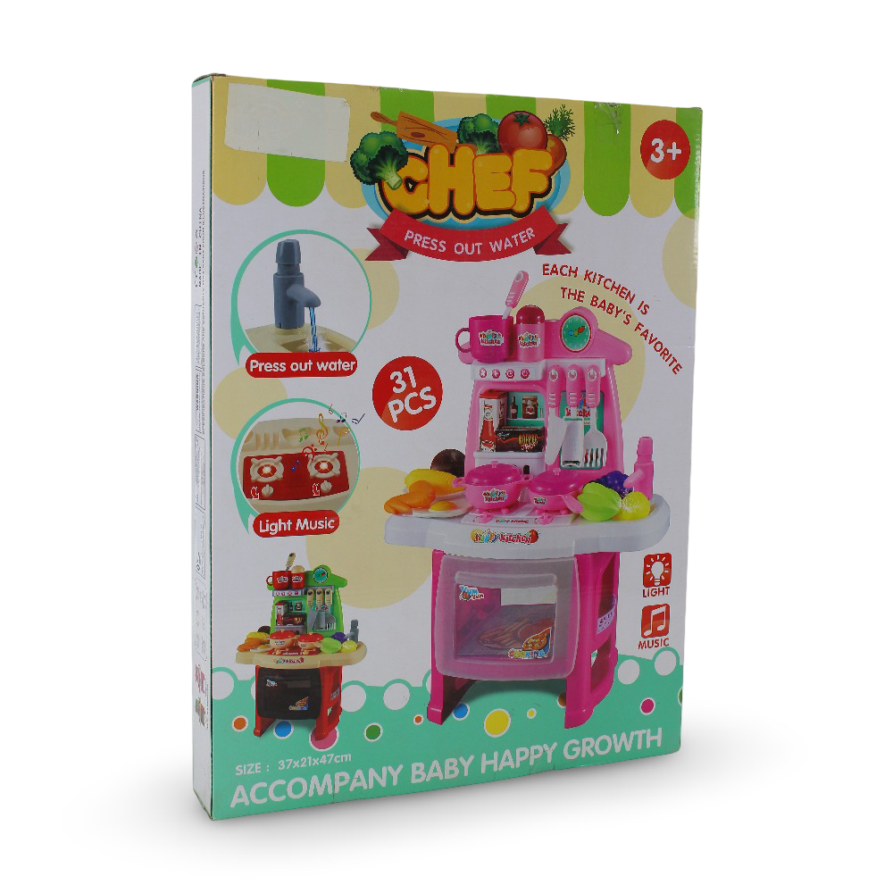 Little Chef Kitchen with Sound, Light, and Press Out Water - 31 Pcs - Toys - OKO