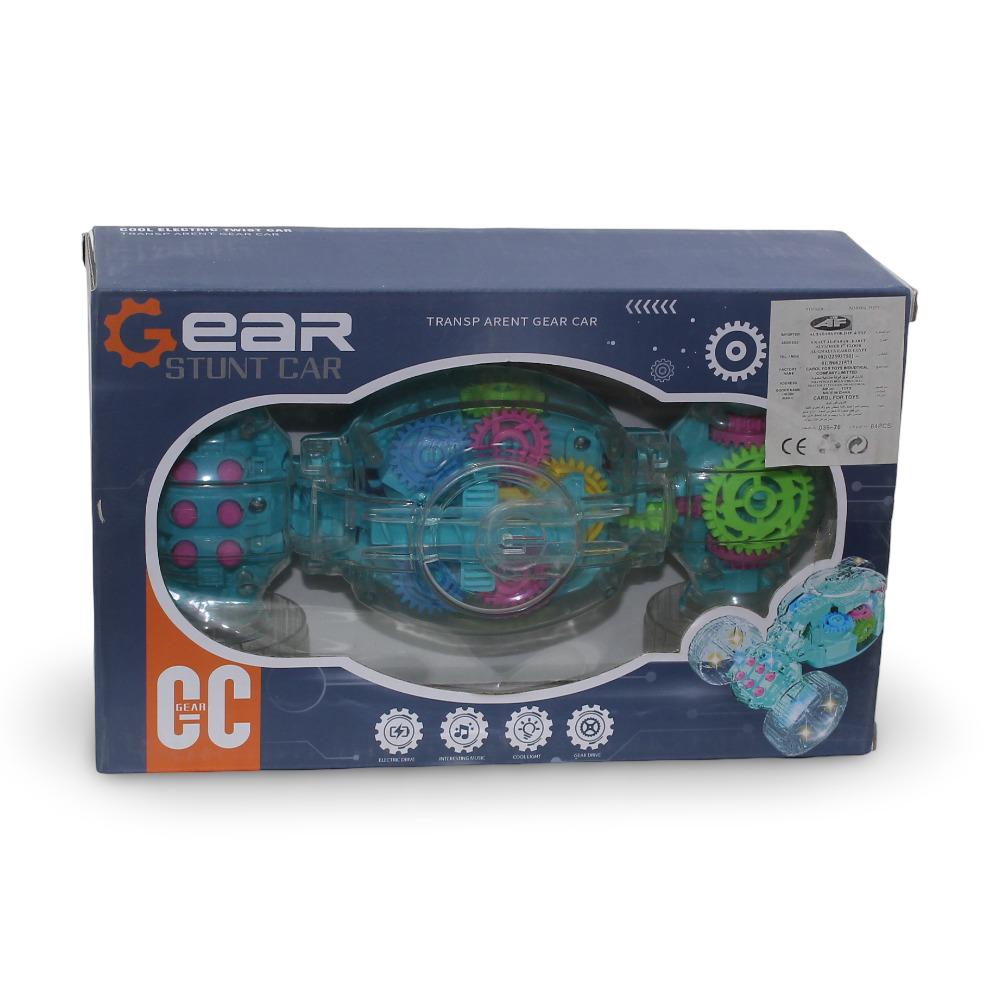 Transparent Gear Stunt Car Toy - Aqua