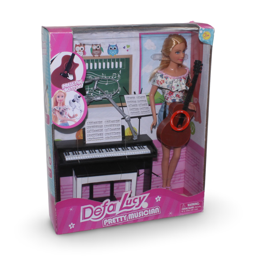 Defa Lucy Pretty Musician Fashion Doll Play Set – White with Flowers Outfit - Toys