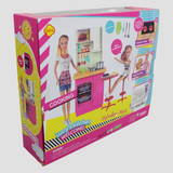 Set of 2 Bendable Dolls with Kitchen & Accessories – Light-Up Playset!