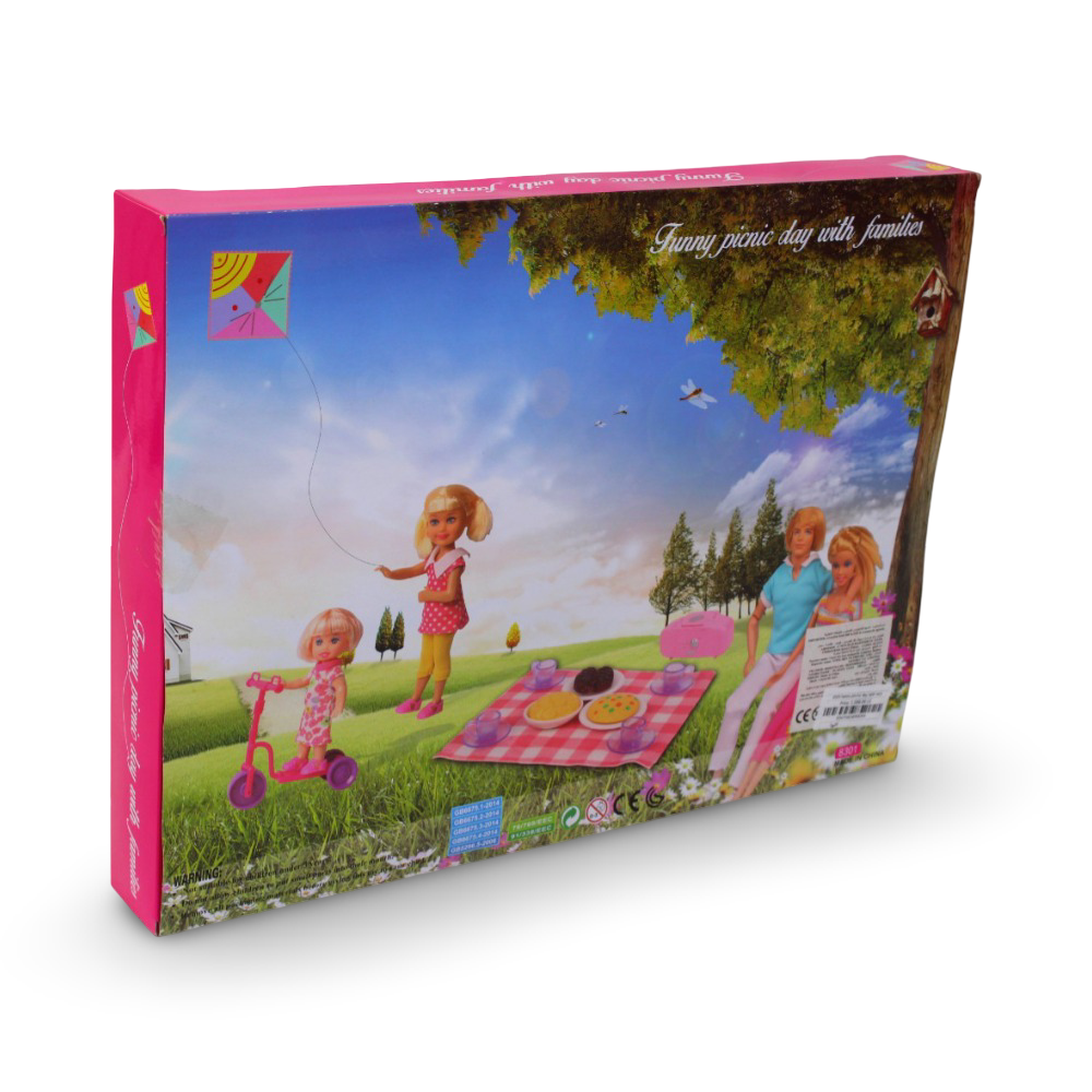 Defa Lucy Play Set "Happy Family" – 4 Dolls with Picnic Accessories