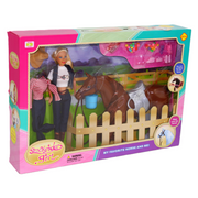 Defa Stockrider Girl Doll Set with Brown Horse