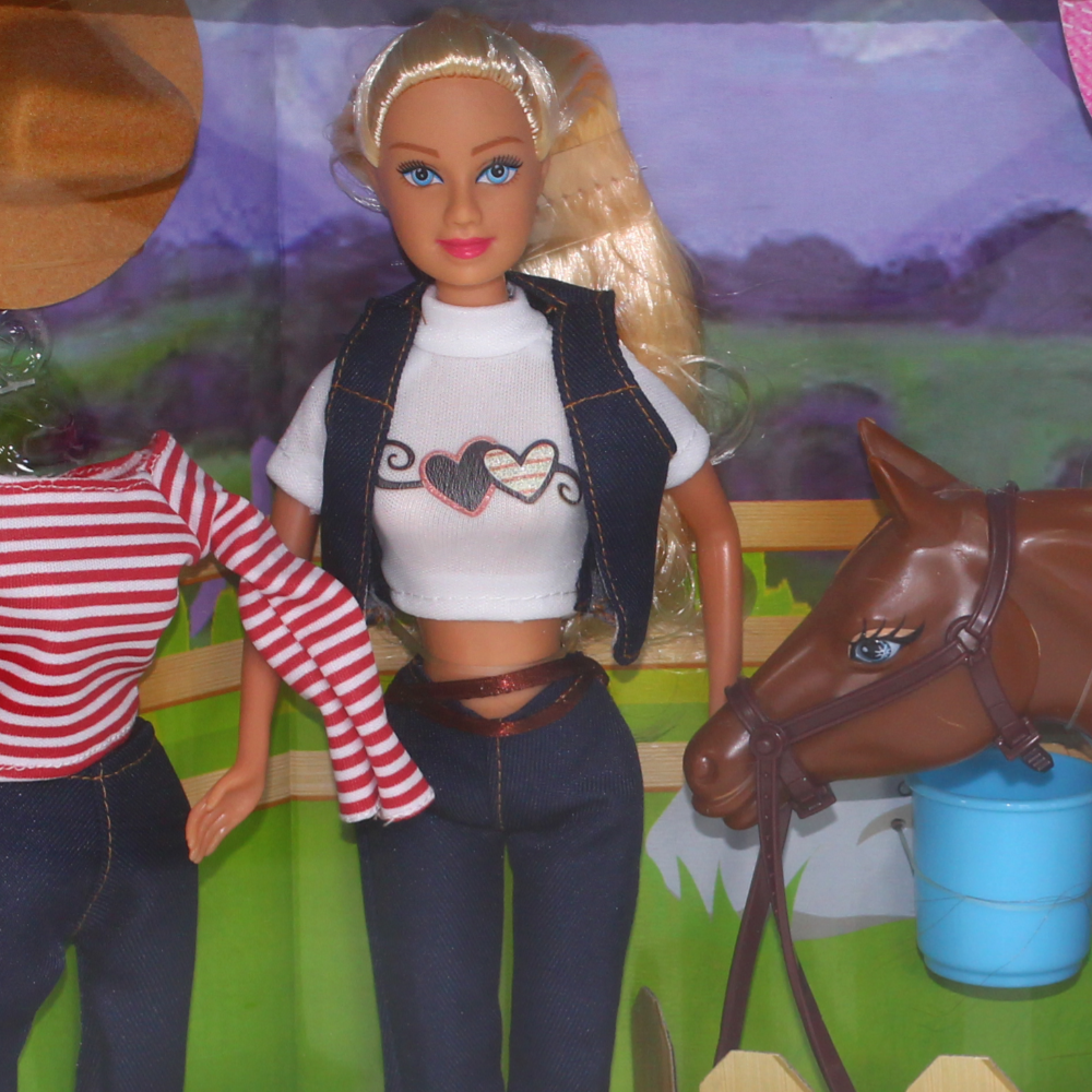 Defa Stockrider Girl Doll Set with Brown Horse