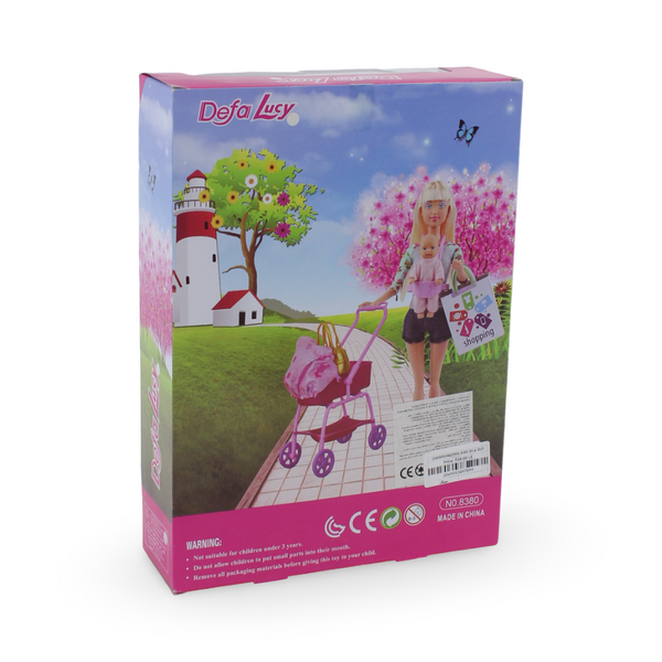 Defa Lucy & Baby Doll Playset 30cm Doll with Accessories – Pink
