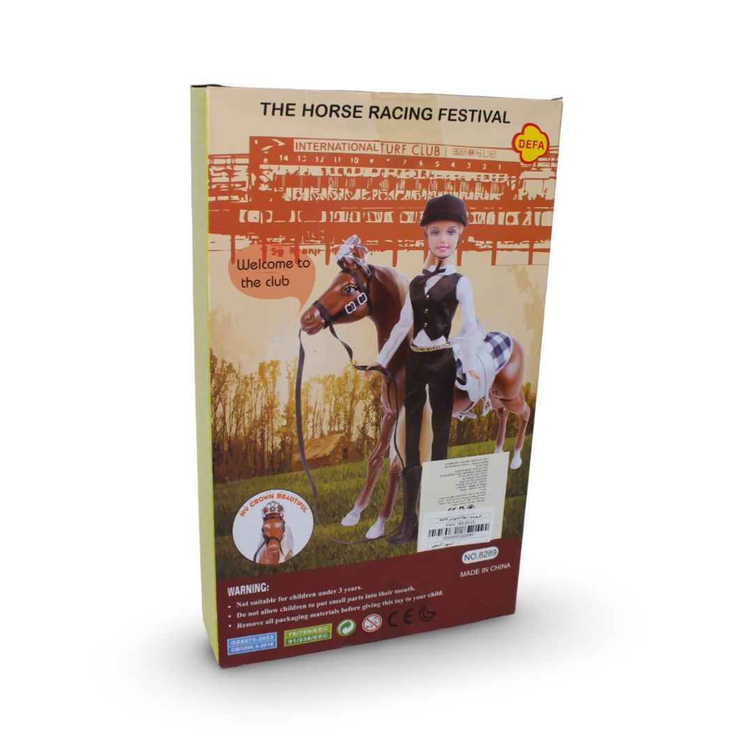 Defa Lucy Horse Rider Doll Set – Black & White Outfit