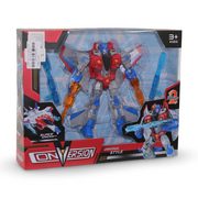 Conversion Transforming Jet/Robot Action Figure with Accessories – Red and Gray