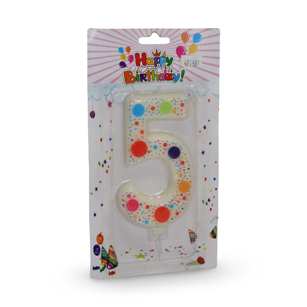 Number 5 Birthday Candle - Party - T.w.k