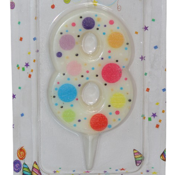 Number 8 Birthday Small Candle