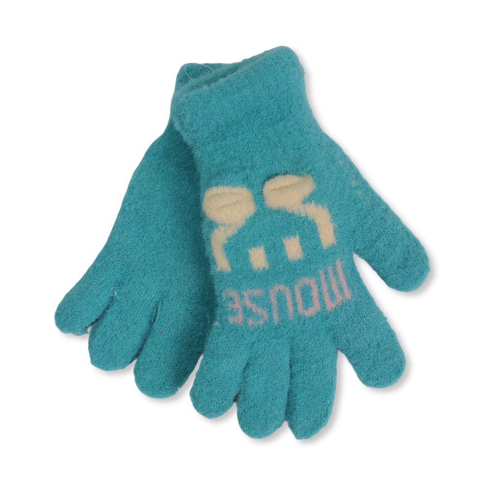 Children Gloves – Mint with "Mouse" Design
