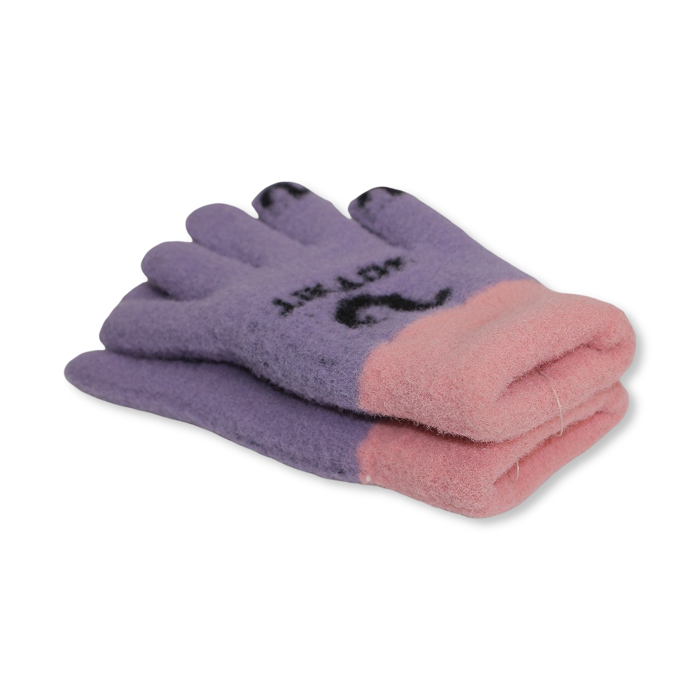 Children Gloves – Purple with "Tik Tok" Design