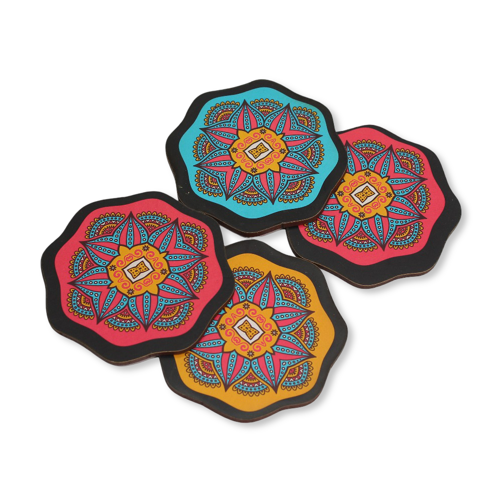 Wooden Coasters – 4 Pcs - Party - T.w.k