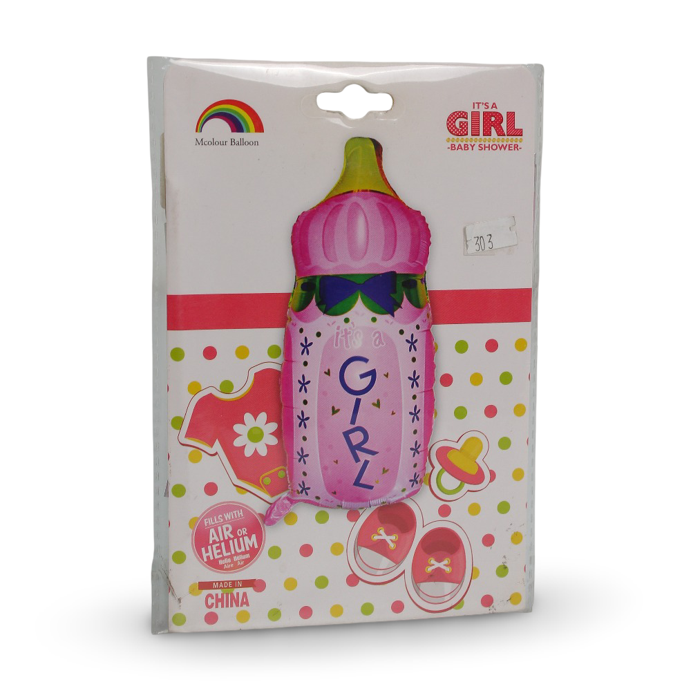 Helium Balloon "It's a Girl" Baby Bottle-Shaped - Party - Mcolour Balloon