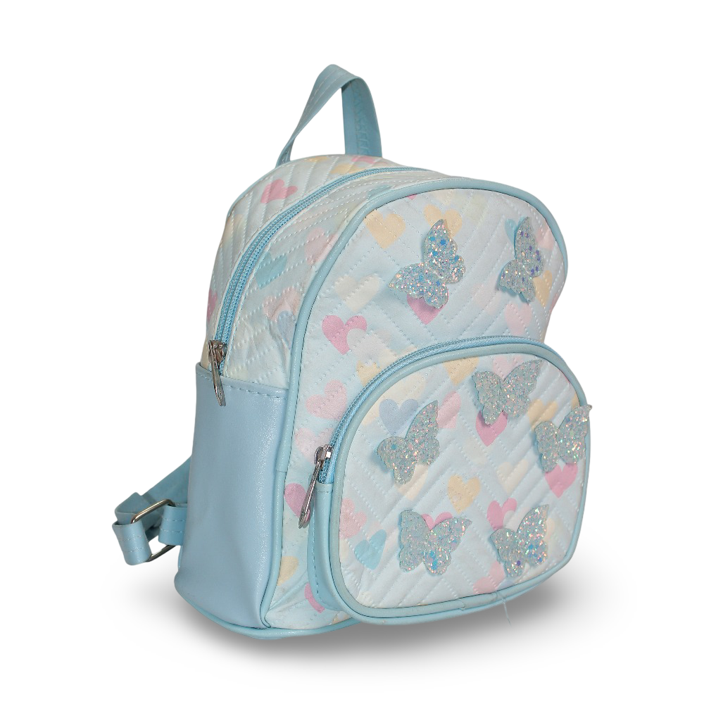 Girls Mini Backpack – Baby Blue with Butterflies Print