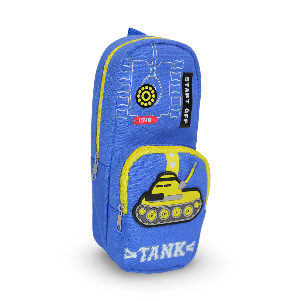 Pencil Case with Keychain Pocket – Blue